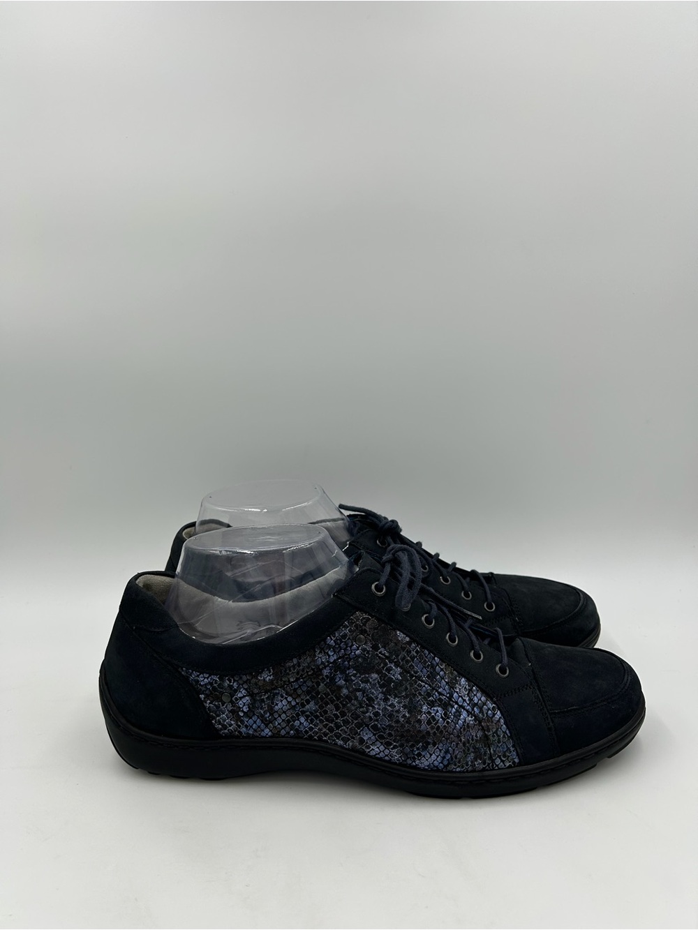 Waldlaufer Henni Nubuck/Leather Snake Print Oxfords Black & Navy Size 10 US